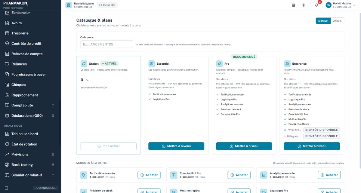 Fournisseur — L'ERP des grossistes pharmaceutiques