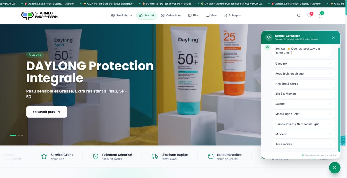 SiAhmed Parapharm — La parapharmacie en ligne, pilotée de bout en bout